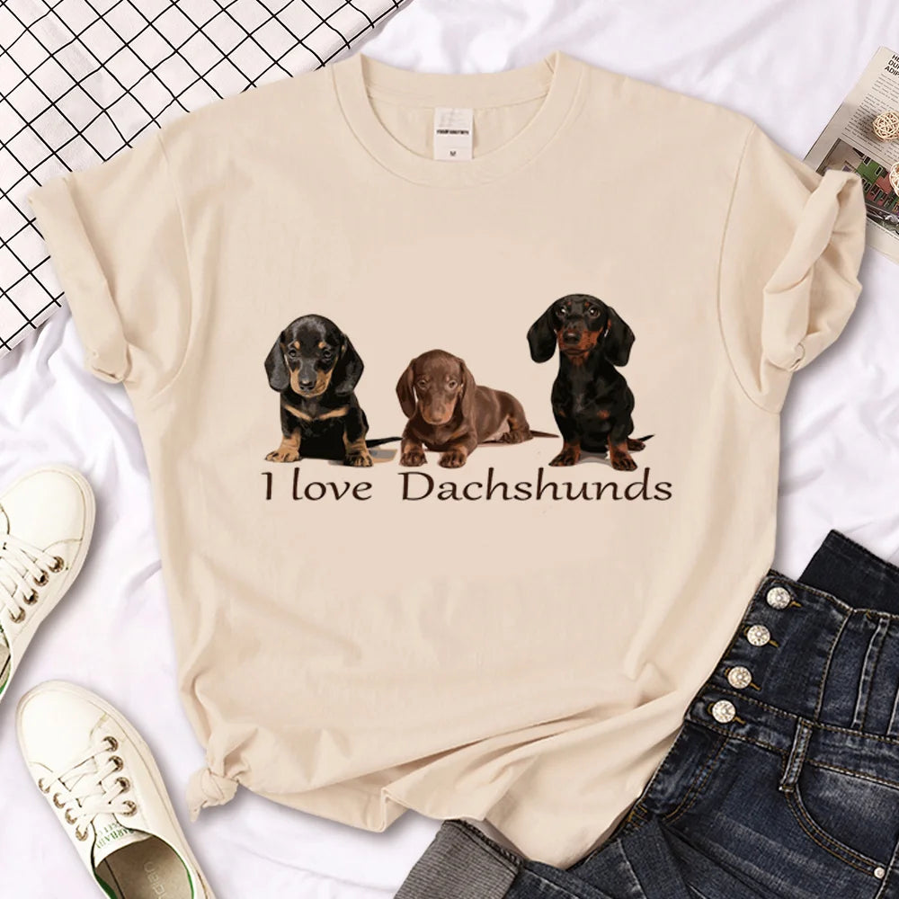 T-shirts Feminina Dachshund - DonDonPets